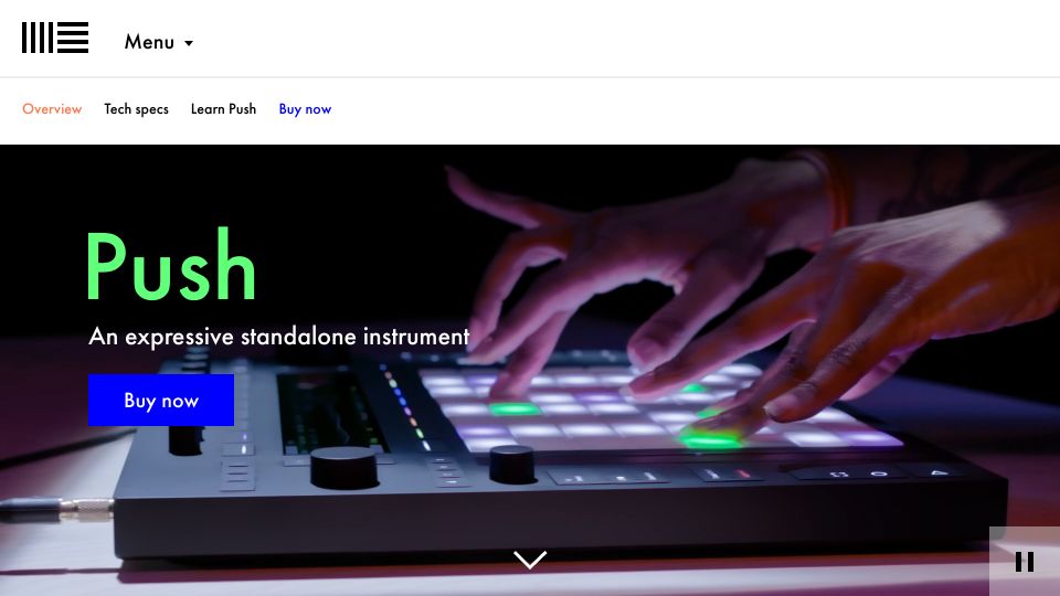Screenshot of ableton.com: Ableton Push 3