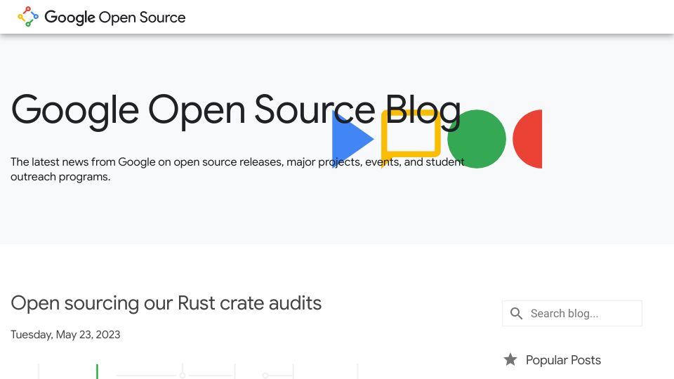 Screenshot of opensource.googleblog.com: Google open-sources Rust crate audits