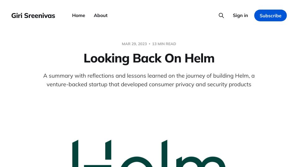 Screenshot of giri.co: Looking Back On Helm