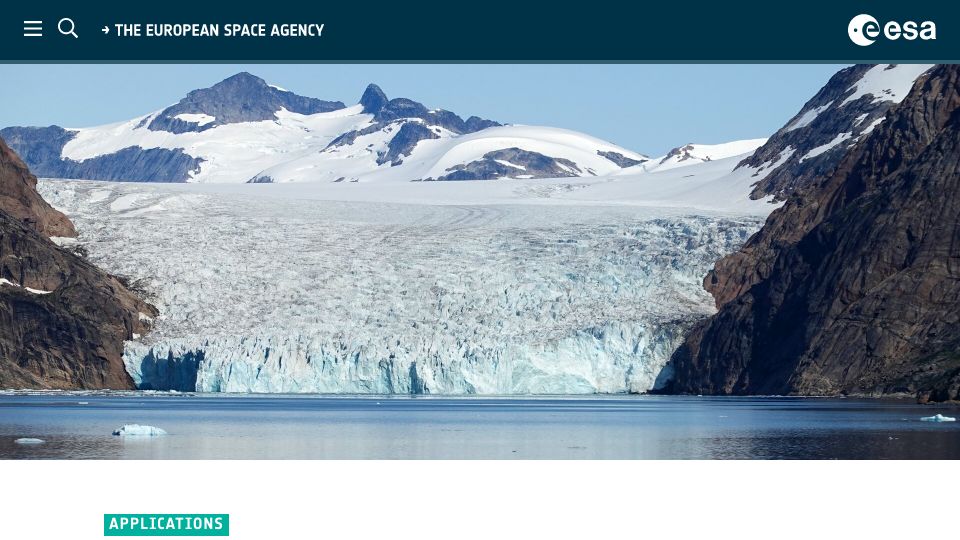 Screenshot of esa.int: Ice loss from Greenland and Antarctica hits new record