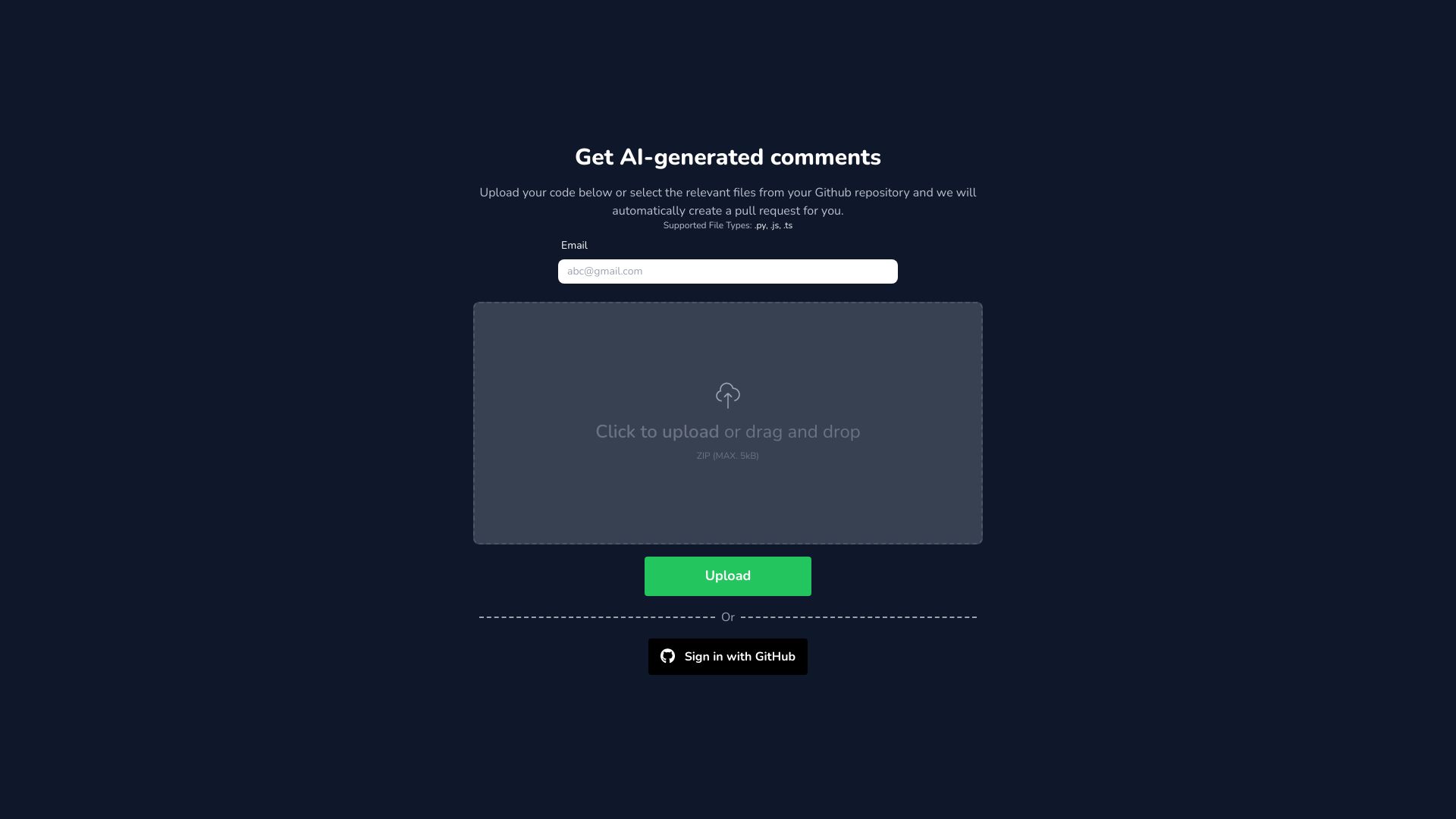 Screenshot of swiftstart.vercel.app: Show HN: File-by-file AI-generated comments for your codebase