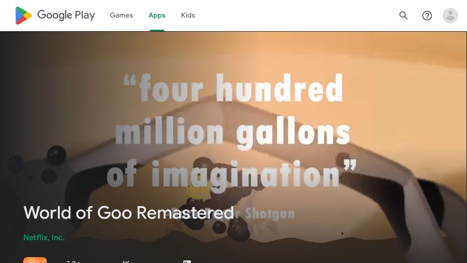 Screenshot of play.google.com: World of Goo Remastered