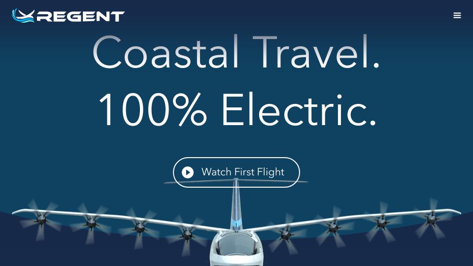 Screenshot of regentcraft.com: Regent – Electric coastal travel