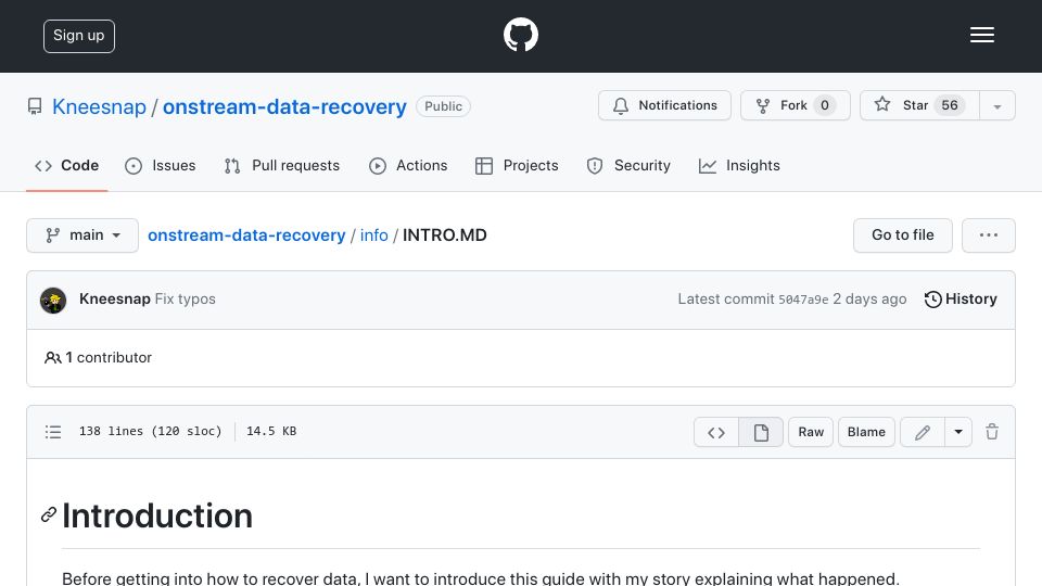Screenshot of github.com: The long road to recover Frogger 2 source from tape drives