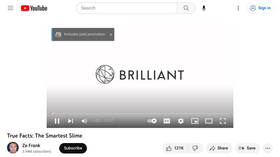 Screenshot of youtube.com: The smartest slime [video]