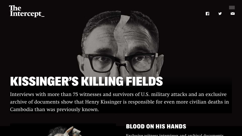 Screenshot of theintercept.com: Kissinger's killing fields