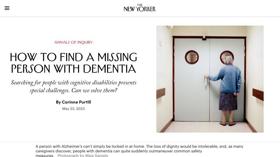 Screenshot of newyorker.com: How to Find a Missing Person with Dementia