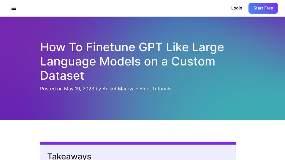 Screenshot of lightning.ai: How to Finetune GPT-Like Large Language Models on a Custom Dataset