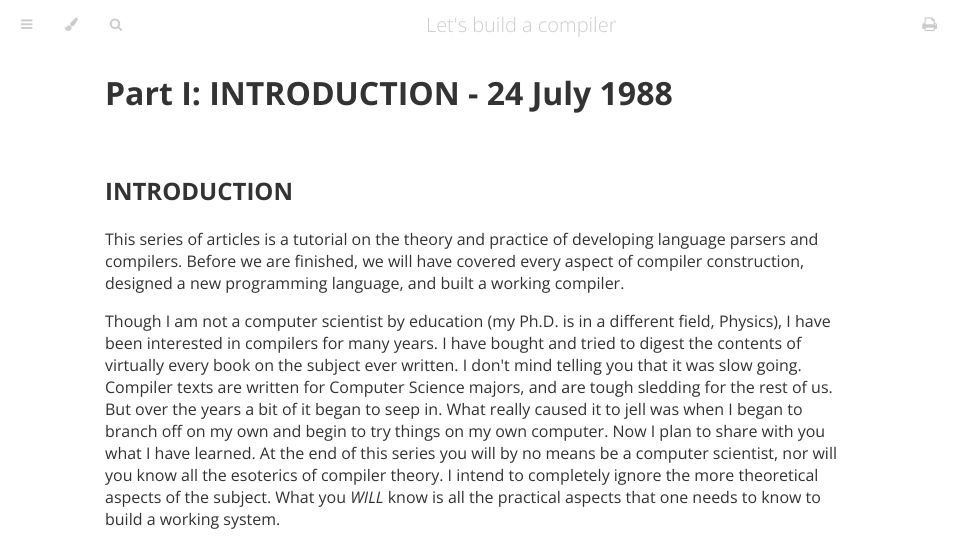 Screenshot of xmonader.github.io: Let's Build a Compiler (1988)