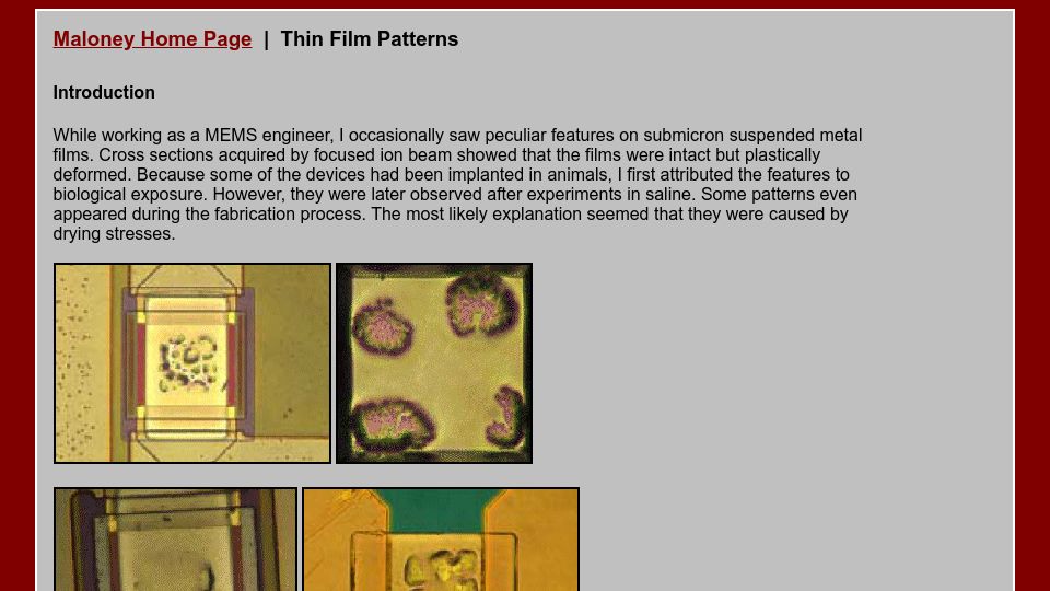 Screenshot of john.maloney.org: Thin Film Patterns