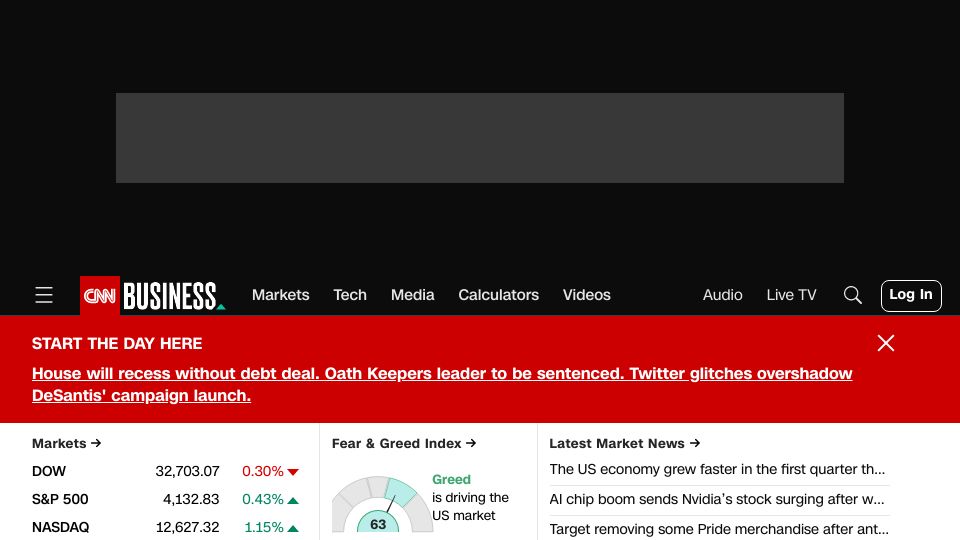 Screenshot of cnn.com: Germany Falls into Recession