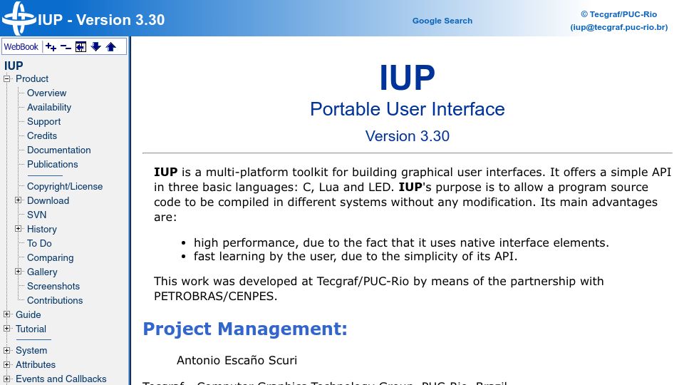 Screenshot of tecgraf.puc-rio.br: IUP – Cross platform C GUI library
