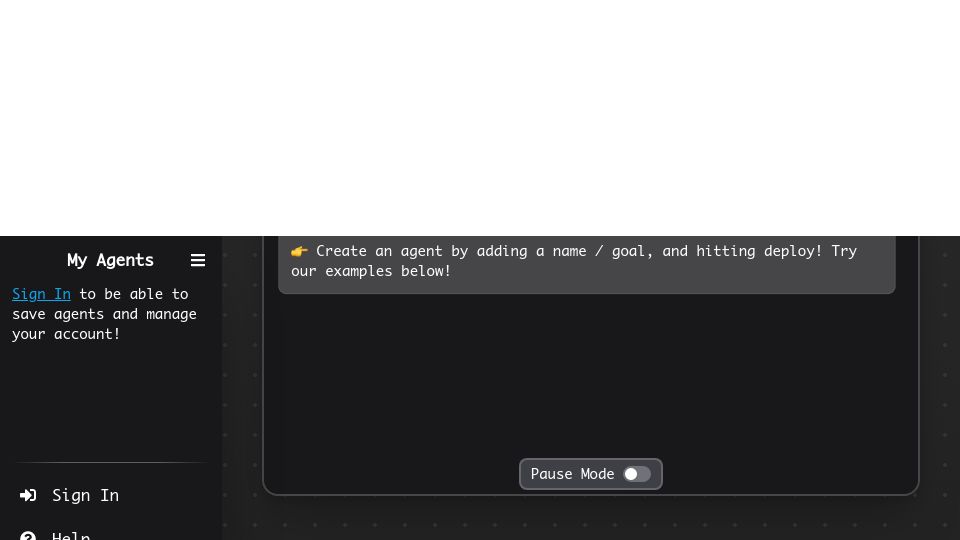 Screenshot of agentgpt.reworkd.ai: Agent GPT – Assemble, configure, and deploy autonomous AI Agents in the browser