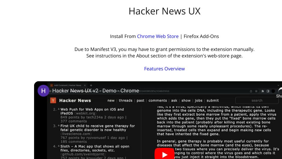 Screenshot of carina.app: Show HN: Hacker News user experience enhancement browser extension
