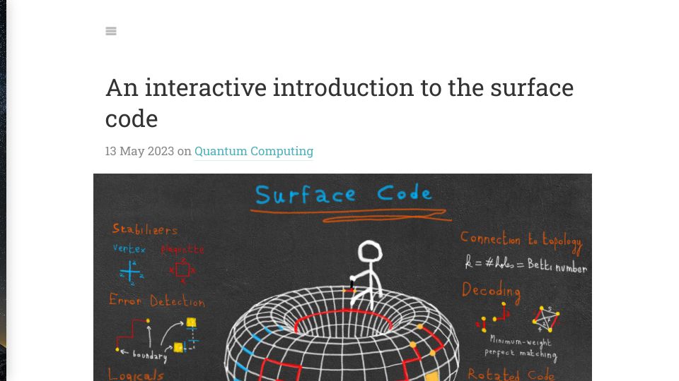 Screenshot of arthurpesah.me: An interactive introduction to the surface code