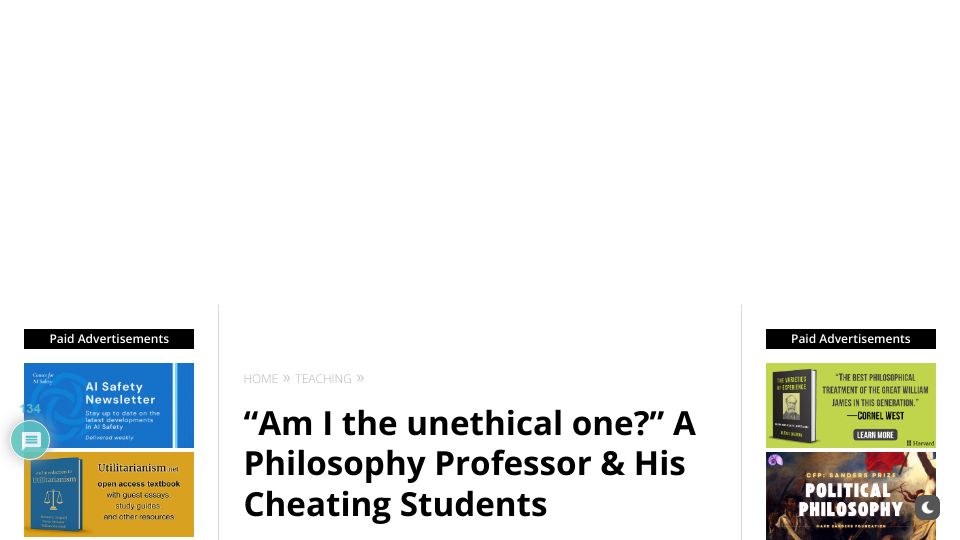 Screenshot of dailynous.com: Am I the Unethical One?