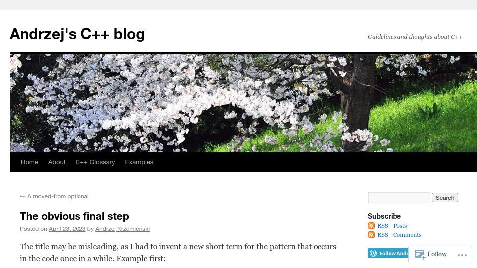 Screenshot of akrzemi1.wordpress.com: The obvious final step