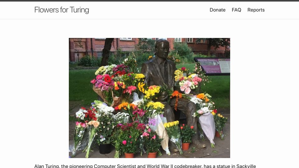 Screenshot of equalitytime.github.io: Flowers for Turing