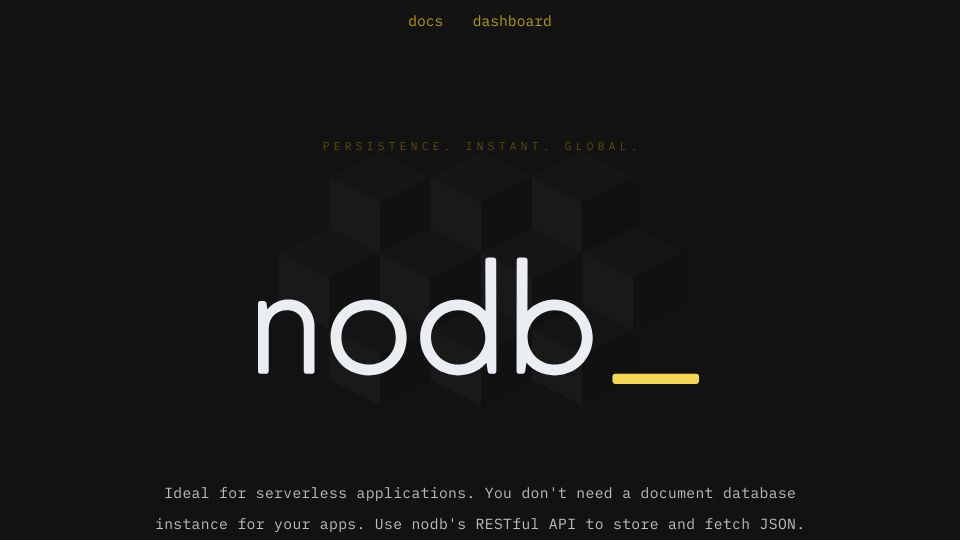 Screenshot of nodb.sh: I made nodb, a RESTFful API to store and fetch JSON