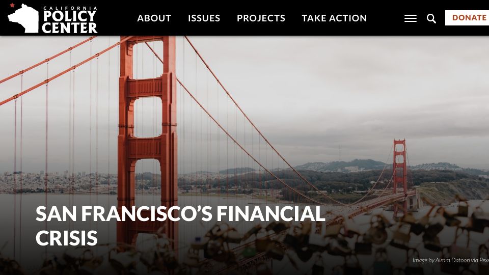 Screenshot of californiapolicycenter.org: San Francisco’s Financial Crisis