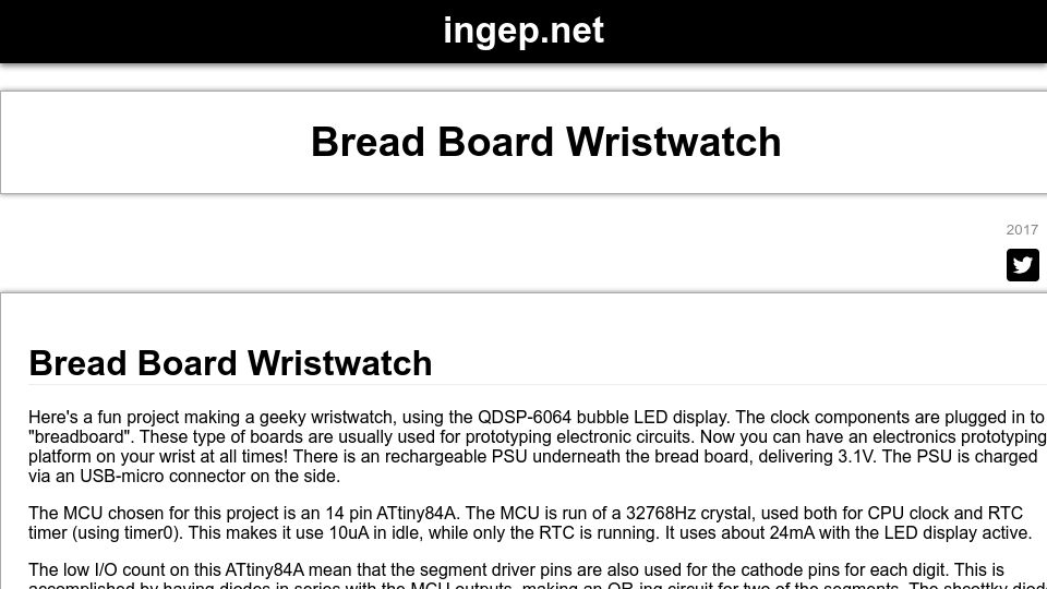 Screenshot of ingep.net: Bread Board Wristwatch (2017)