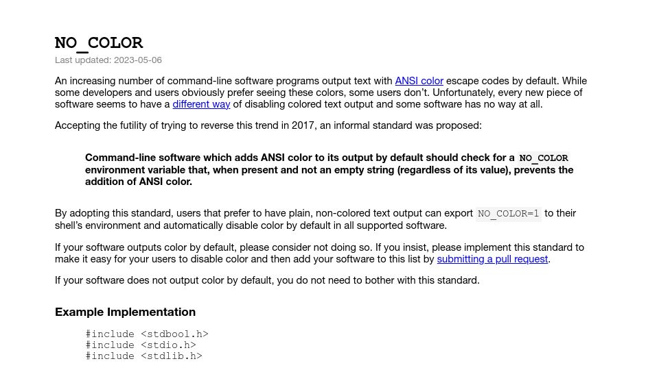 Screenshot of no-color.org: No_color
