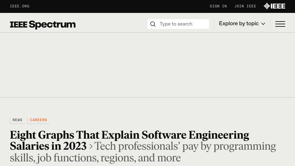 Screenshot of spectrum.ieee.org: Graphs That Explain Software Engineering Salaries in 2023