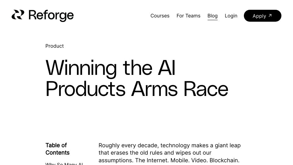 Screenshot of reforge.com: How to build AI products people want