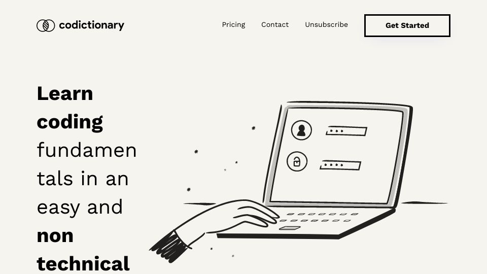 Screenshot of codictionary.com: Show HN: A weekly newsletter that explain tech terms in plain, everyday language