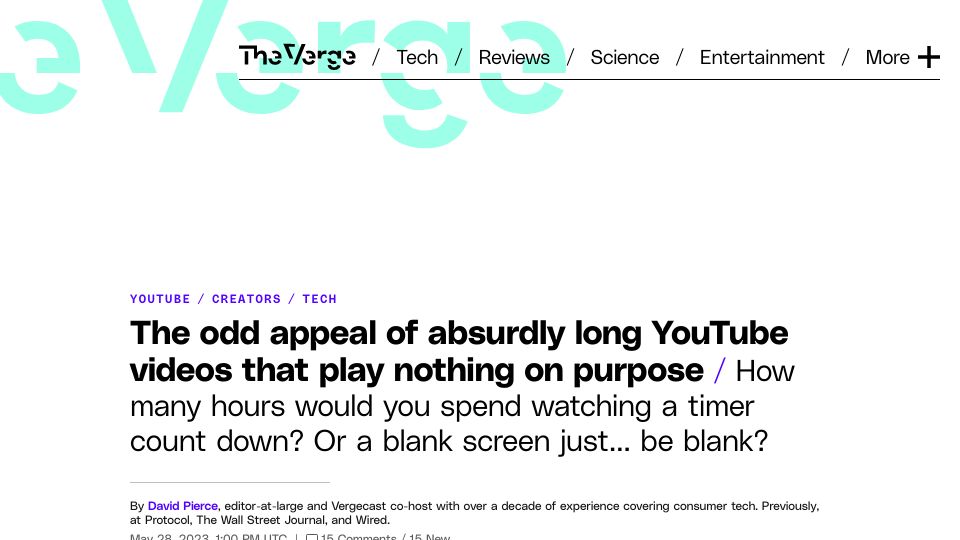 Screenshot of theverge.com: The odd appeal of absurdly long YouTube videos