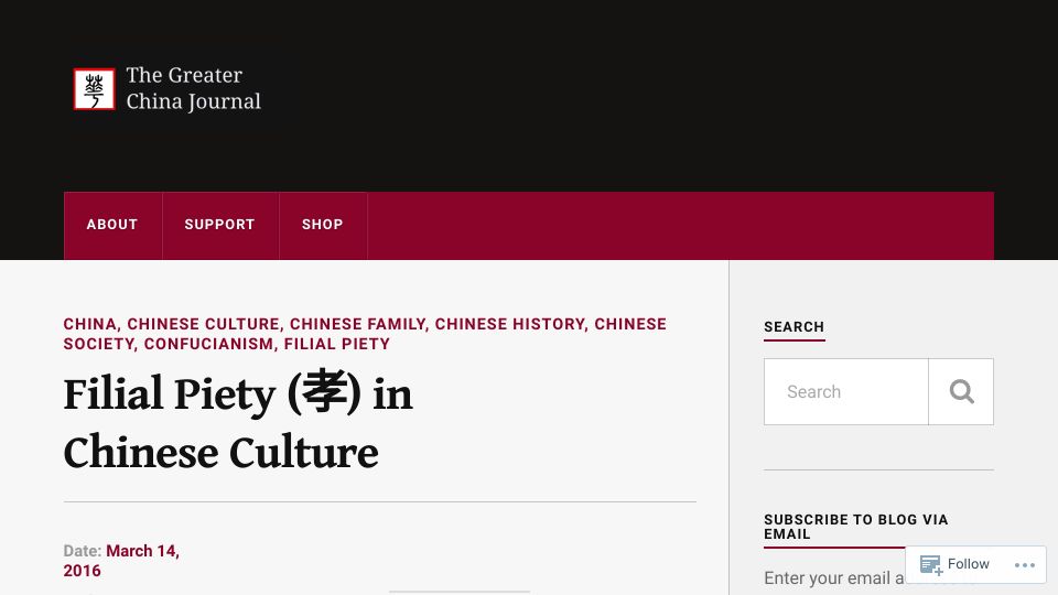 Screenshot of china-journal.org: Filial Piety in Chinese Culture (2016)