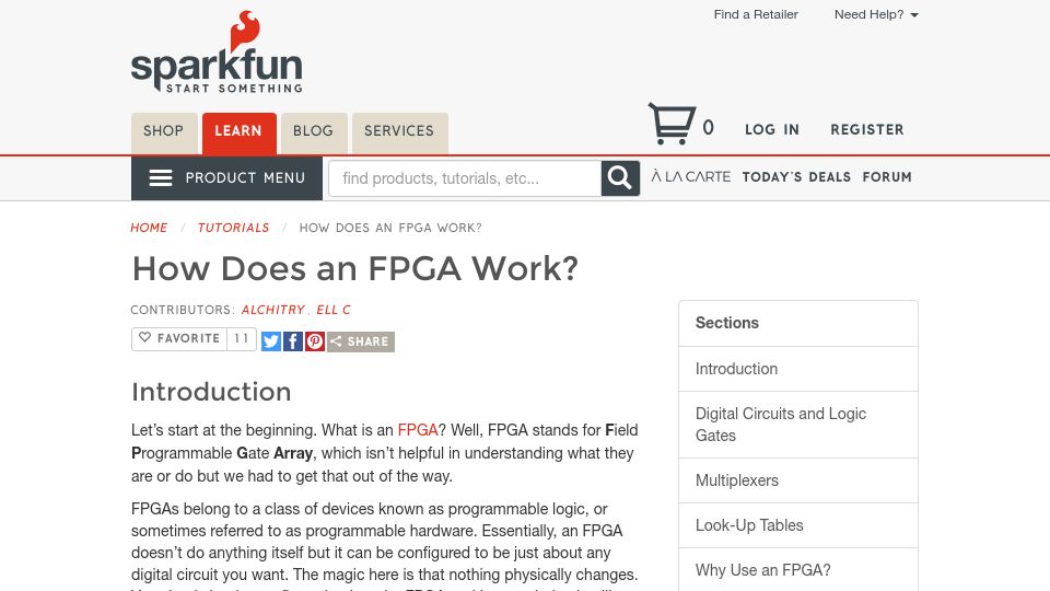 Screenshot of learn.sparkfun.com: How Does an FPGA Work?