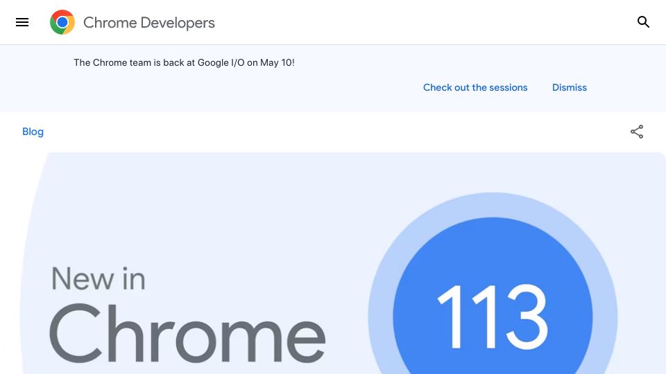 Screenshot of developer.chrome.com: New in Chrome 113