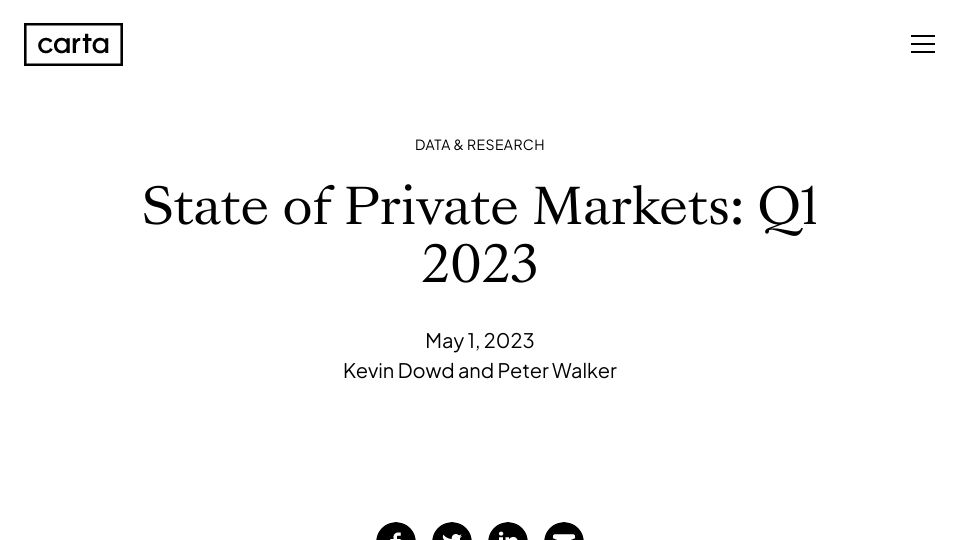 Screenshot of carta.com: State of Private Markets: Q1 2023