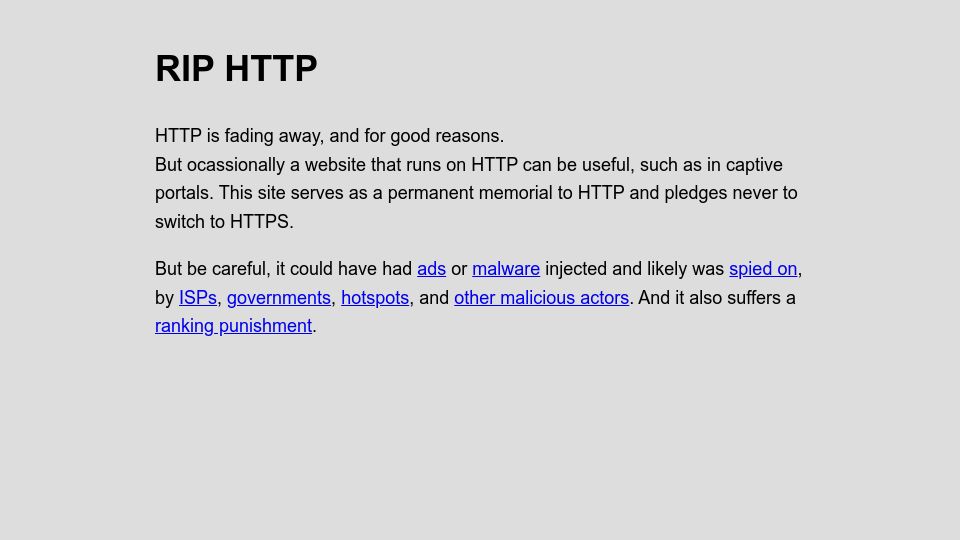 Screenshot of http.rip: RIP HTTP
