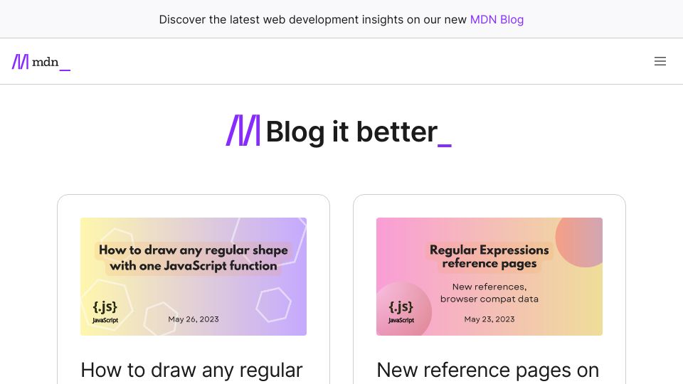 Screenshot of developer.mozilla.org: MDN Blog