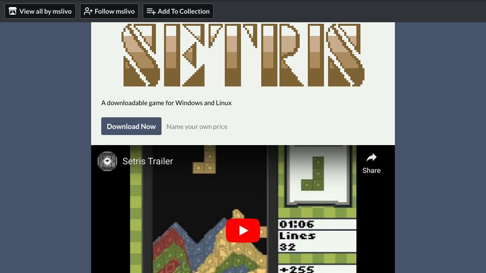 Screenshot of mslivo.itch.io: Setris – Tetris with Sand Physics