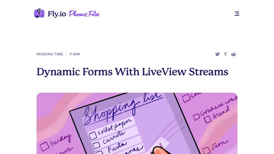 Screenshot of fly.io: Dynamic Forms with LiveView Streams
