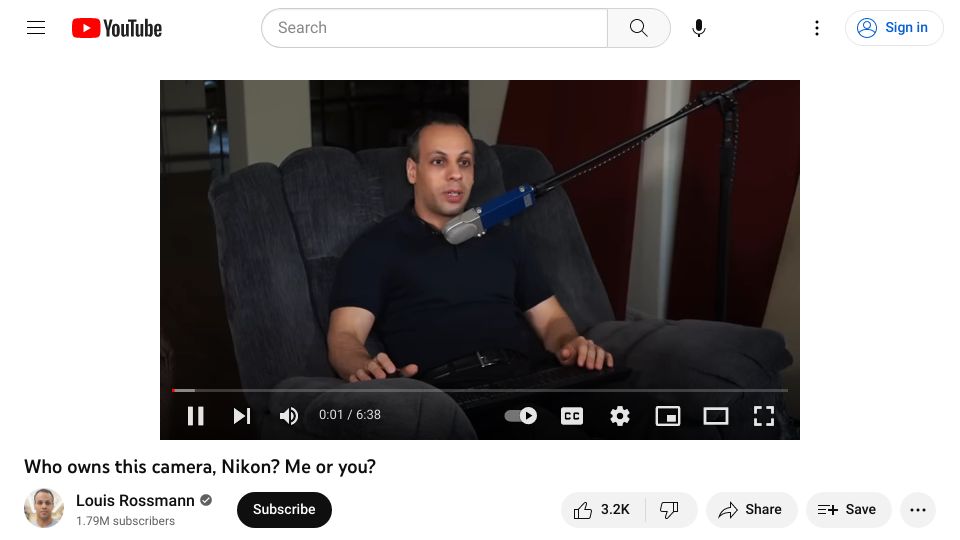Screenshot of youtube.com: Who owns this camera, Nikon? Me or you? [video]