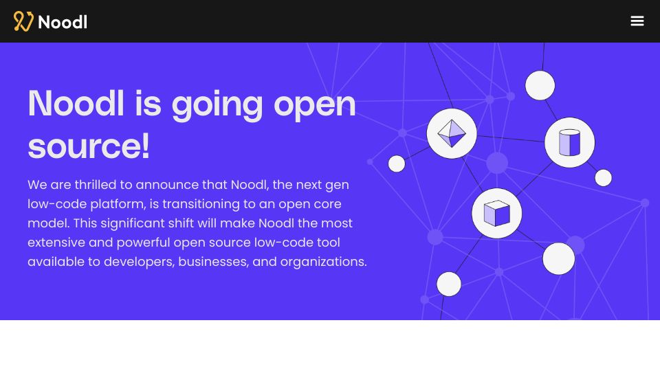 Screenshot of noodl.net: Noodl is going open source