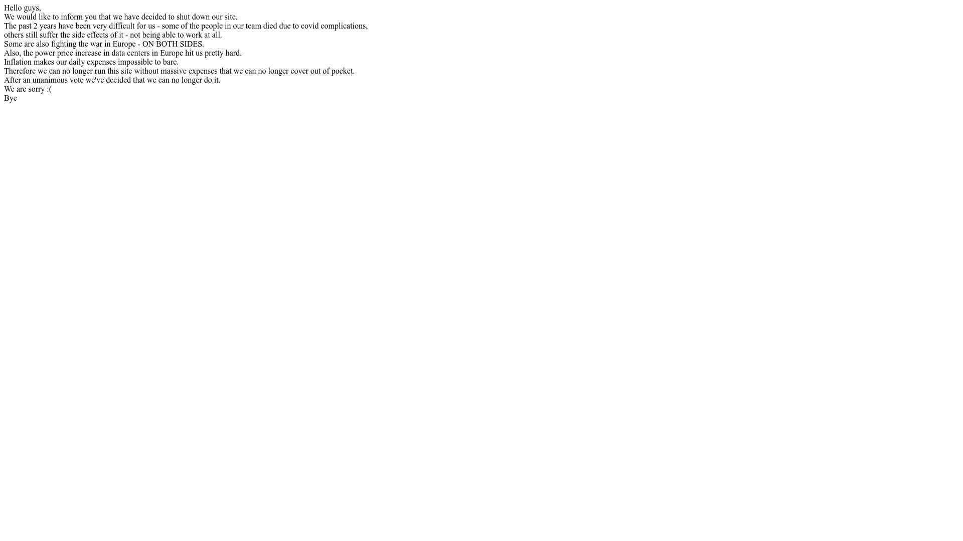 Screenshot of web.archive.org: Rarbg Is No More