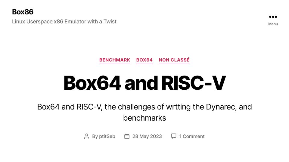 Screenshot of box86.org: Box64 and RISC-V