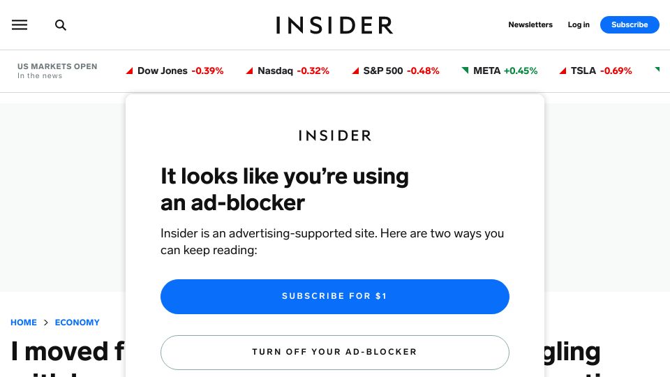Screenshot of businessinsider.com: I moved from the US to Sweden after struggling with burnout