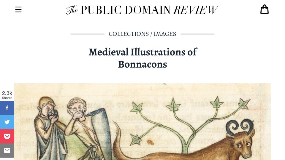 Screenshot of publicdomainreview.org: Medieval Illustrations of Bonnacons