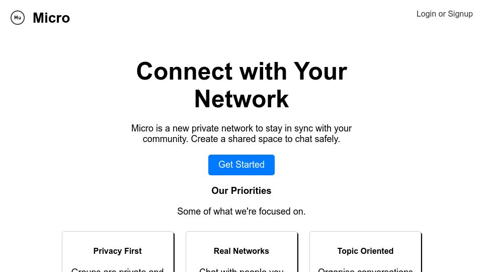 Screenshot of micro.mu: Show HN: Micro Chat – Private group chat