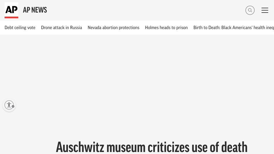 Screenshot of apnews.com: Auschwitz museum criticizes use of death camp in politics
