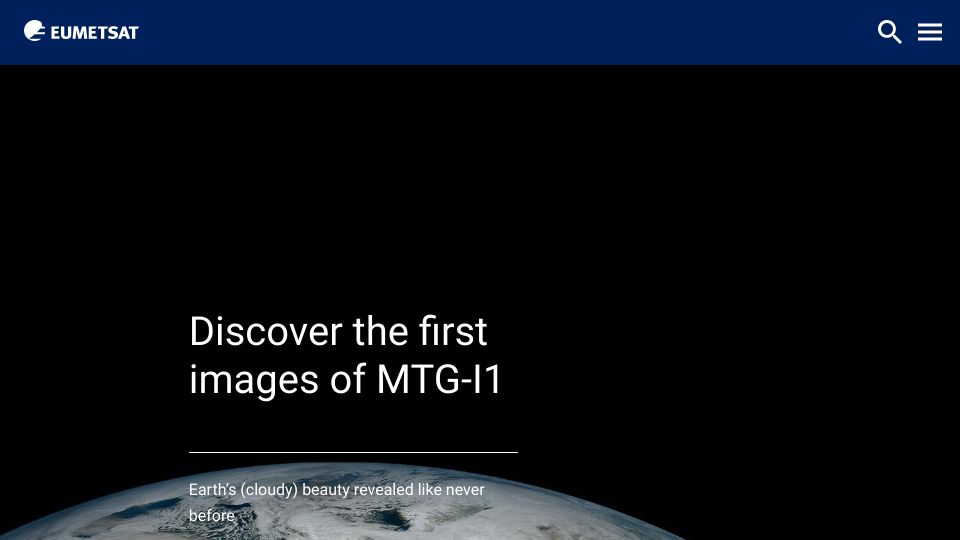 Screenshot of eumetsat.int: The First Image from EUMETSAT’s Newest Satellite