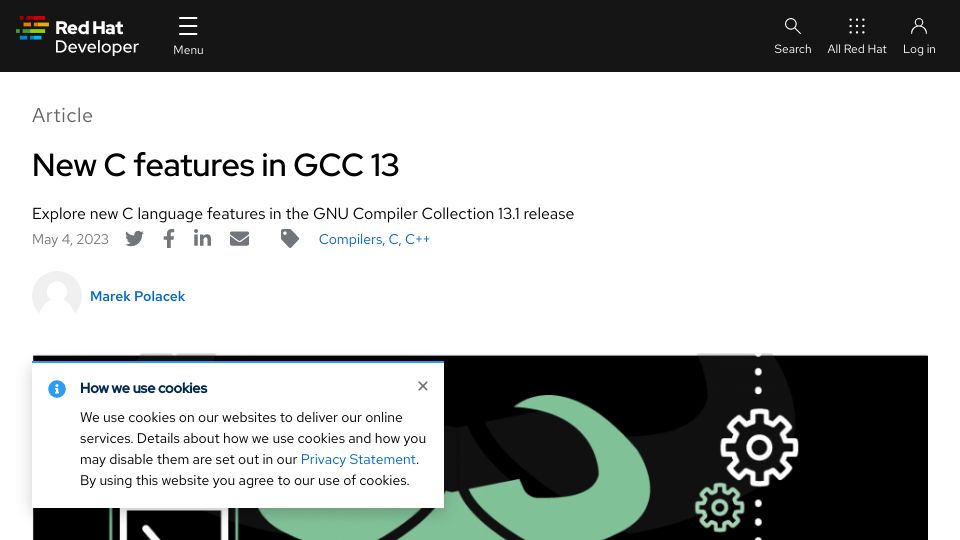 Screenshot of developers.redhat.com: New C features in GCC 13