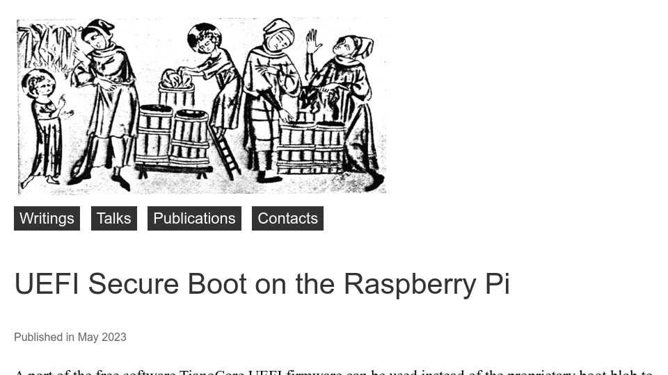 Screenshot of linux.it: UEFI Secure Boot on the Raspberry Pi