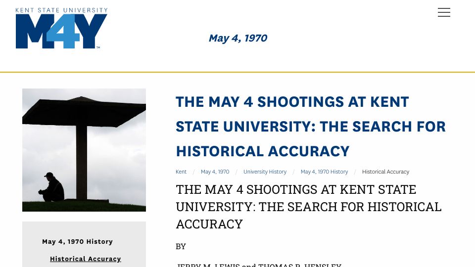 Screenshot of kent.edu: The Shootings at Kent State: The Search for Historical Accuracy (1998)